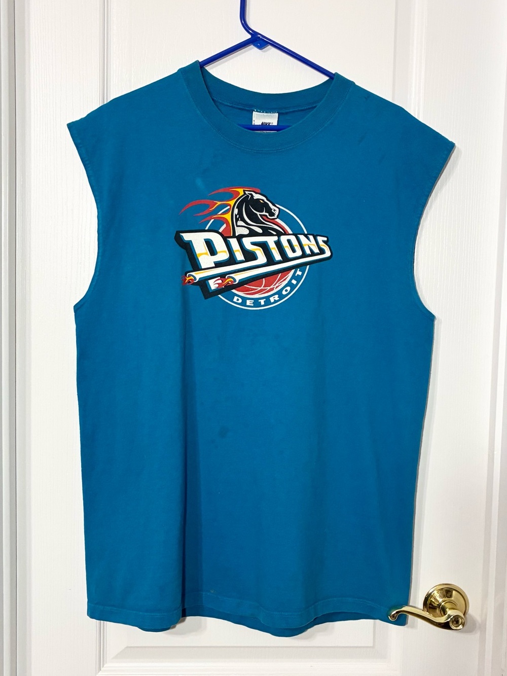 Y2K VTG Nike Detroit Pistons NBA Sleeveless Tee USA MADE Blue Men’s Large